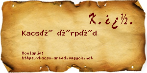 Kacsó Árpád névjegykártya