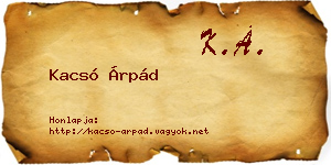 Kacsó Árpád névjegykártya